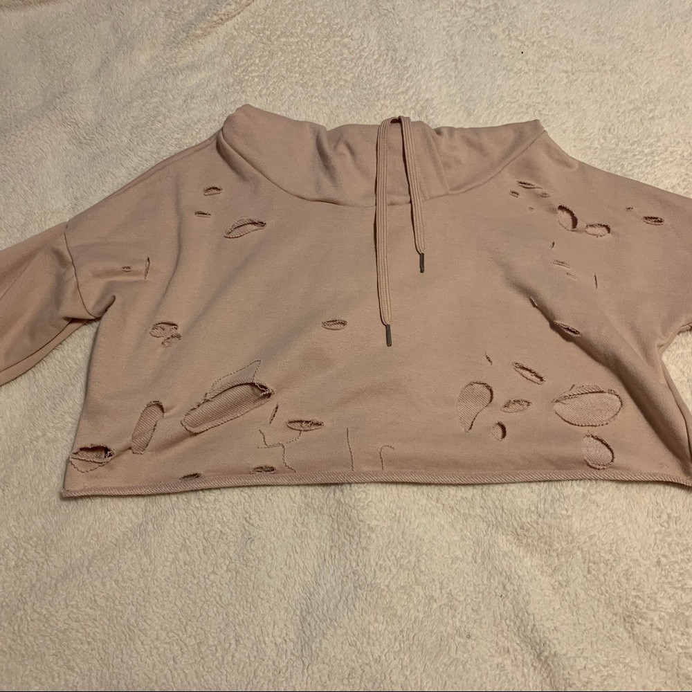 Ripped Cropped Hoodie